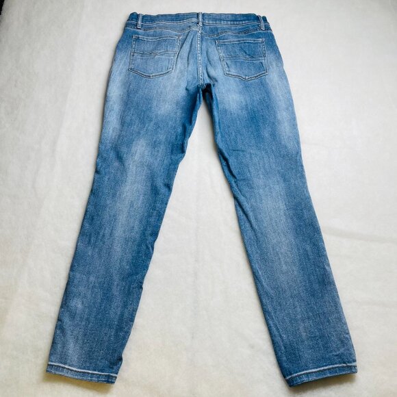 Soho Womens Blue Denim Patchwork Cross Over Straight Leg Legging Jeans Size 14 - Picture 9 of 10